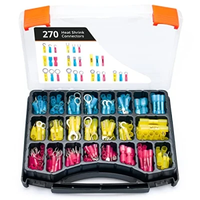Abbildung von Wirefy Kabelschuhe Set Quetschverbinder enthält Ringkabelschuhe, Stoßverbinder, Gabelverbinder, Steckverbinder, Flachstecker und Hackenverbinder Kabelklemmen Elektro 0,5 6 mm² 270 Stück