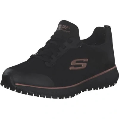 Abbildung von Skechers Damen Squad Sr Sneaker, Black Flat Knit Rose Gold Trim, 36.5 EU