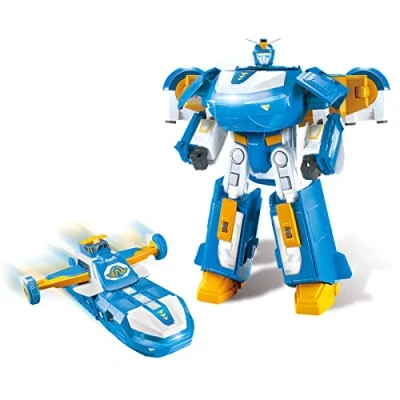 Abbildung von Super Wings 3 in 1 World Aircraft Verwandelnder Roboter mit Licht und Soundeffekten, einem 2&#039;&#039;Transformator Jett, Transformable Spielzeug für Mädchen Jungen ab Jahren, blau