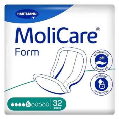 Abbildung von MoliCare Form 5 Tropfen, für mittlere Inkontinenz: hohe Sicherheit, extra Auslaufschutz und Diskretion Frauen Männer, zu verwenden mit Premium Fixpants, 32 Stück