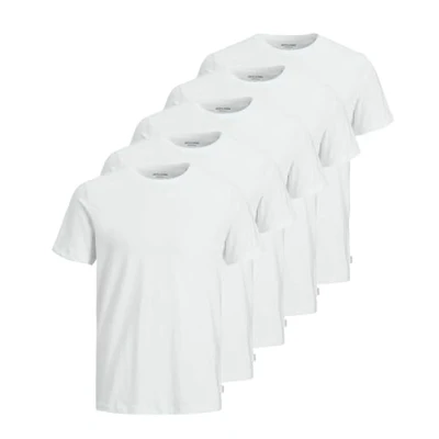 Abbildung von JACK &amp; JONES Herren JJEORGANIC Basic Tee SS O Neck 5PK T Shirt, Kurzarm, 5xWhite, L