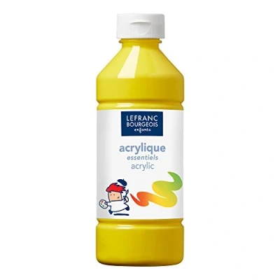Abbildung von Lefranc &amp; Bourgeois 188526 Value Kinder Acrylfarbe, auf Wasserbasis, mit Glanzeffekt, seidenglänzender Finish, deckend, Dosieröffnung, 500ml Flasche, primärgelb