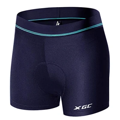 Abbildung von XGC Damen Radunterhose Radsportshorts Fahrradhosen mit elastische atmungsaktive 4D Gel Sitzpolster Einer hohen Dichte (L, Blue)