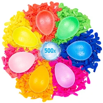 Abbildung von Belmalia 500 Wasser Bomben Mega Pack Bunte Wasserballons mit Auffüllhilfe in Rot Gelb Lila Blau Orange Pink Grün