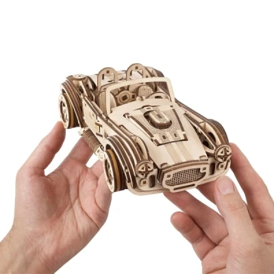 Abbildung von UGEARS Drift Cobra Rennwagen 3D Puzzle Vatertagsgeschenk, Vintage Puzzles, Modellauto Bausatz mit leistungsstarkem Federmotor Auto Modellbausätze für Erwachsene zum Bauen mechanische