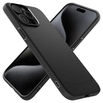 Abbildung von Spigen Hülle für iPhone 15 Pro Liquid Air Case Handyhülle Schutzhülle Cover Dünn Slim Schwarz