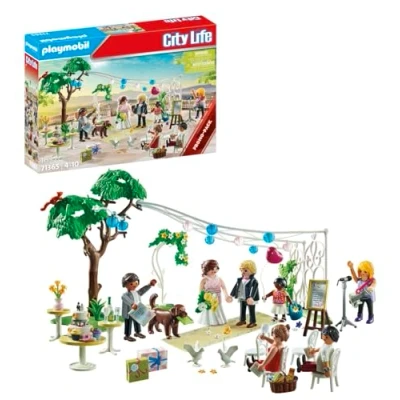 Abbildung von PLAYMOBIL City Life 71365 Promo Pack Hochzeitsfeier, traumhaft romantische Trauung zum Nachspielen, mit Hochzeitsdekoration und Mehreren Tieren, Spielzeug für Kinder ab 4 Jahren