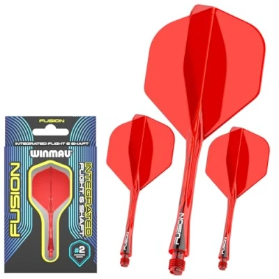 Abbildung von WINMAU Darts Fusion Integrated Flight &amp; Shaft System No.2 Shape Design Rot Farbe, Medium Länge