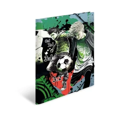 Abbildung von HERMA Sammelmappe A3 Fussball, Kinder Eckspanner Mappe aus Pappe mit Sport Motiv, Gummizug, Innenklappen und Innendruck für Jungen Mädchen