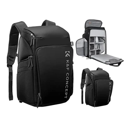 Abbildung von K&amp;F Concept Kamerarucksack, Fotorucksack für Fotografen, Kamerarucksack mit 16Zoll Laptopfach, kompatibel Canon/Nikon/Sony/DJI Mavic Drone (Alpha Rucksack 25L), Schwarz