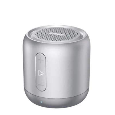 Abbildung von Anker Soundcore mini Bluetooth Lautsprecher, Kompakter Lautsprecher mit 15 Stunden Spielzeit, Fantastischer Sound, 20 Meter Reichweite, FM Radio und intensiver Bass (Silber)