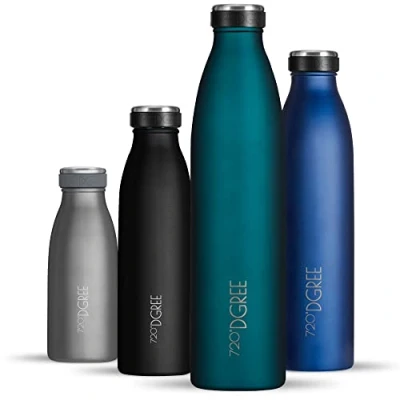 Abbildung von 720DGREE Edelstahl Trinkflasche “milkyBottle 750ml BPA Frei, Auslaufsicher, Kohlensäure geeignet Thermosflasche für Sprudel, Sport, Uni, Schule, Fitness, Outdoor, Camping