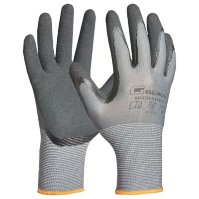 Abbildung von Gebol Master Flex Eco Arbeitshandschuhe mit Nitril Beschichtung Für einen sicheren Griff Nitrilhandschuhe Werkstatt &amp; Garten Damen und Herren Größe M (Gr 8) Grau 1 Paar
