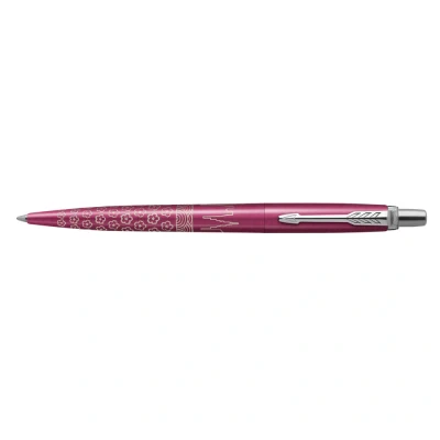 Abbildung von Parker Jotter Kugelschreiber Sonderedition Tokyo Rosa in silberner Ausführung Blaue Tinte Geschenkbox