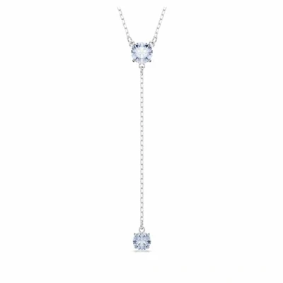Abbildung von Swarovski Attract Y Round CUT Rhodium Plated Halskette, Damen, Größe: One Size, Blue