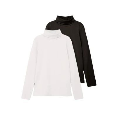 Abbildung von NAME IT Unisex NKNVIGGO 2P LS Slim Rollneck O NOOS Langarmshirt, White Alyssum/Pack:Black, 122/128