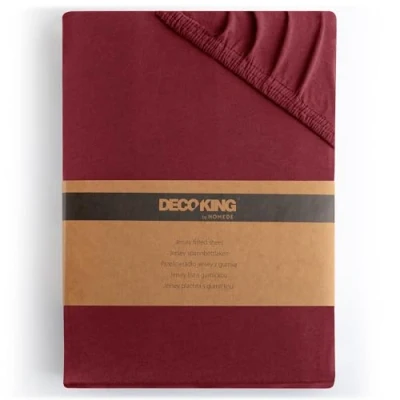 Abbildung von DecoKing Spannbettlaken 100x200 120x200 cm 100% gekämmte Baumwolle Bordeaux Spannbetttücher Jersey Boxspringbett Amber 100 x 200 120