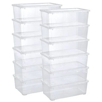 Abbildung von Grizzly Aufbewahrungsboxen 12 x 5 L mit Deckel transparent Klarsichtboxen stapelbar Belüftung