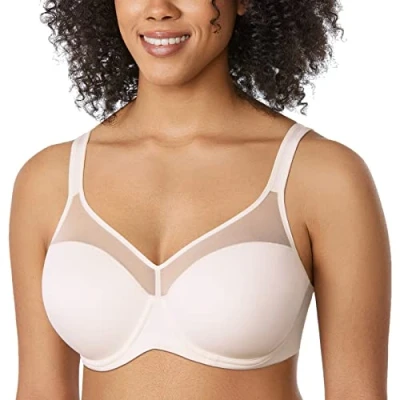 Abbildung von DELIMIRA Damen T Shirt BH mit Bügel Vollschalen Nahtlose Große Größen Gepolstert Rose White 80D