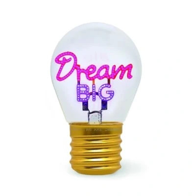 Abbildung von LEGAMI Glühbirnenförmige Tischlampe, wiederaufladbar mit USB Kabel, kabellos, Glühbirnen Fiktion, Dream Big Thema, 6,8 x 10,3 cm