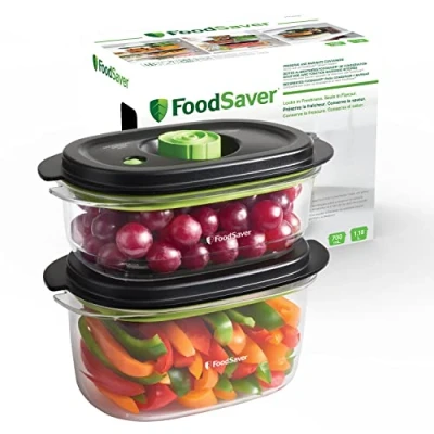 Abbildung von FoodSaver FFC025X Preserve &amp; Marinate Vakuumbehälter für Vakuumiergeräte Luftdichte BPA freie Lebensmittelbehälter Auslaufsicher Spülmaschinengeeignet 700 ml 1,2 L 2 Stück