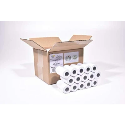 Abbildung von 50 EC Thermorollen unbedruckt 57mm x 9m 12mm Rollendurchmesser 30mm, Thermopapierstärke 55g/m2, ohne Aufdruck