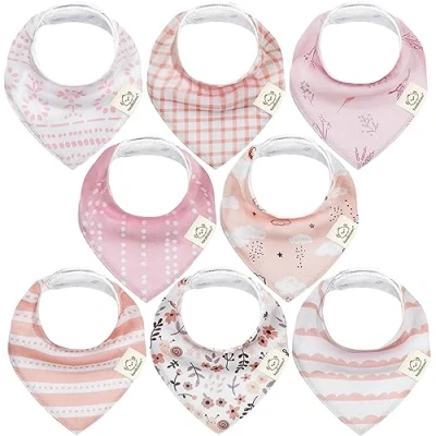 Abbildung von 8 Stück Dreieckstuch Baby Junge, Mädchen Unisex Bandana Lätzchen Baby, Super Absorbierende Halstuch Bio Baumwolle Lätzchen, Halstücher für Säuglinge, Sabberlätzchen (Sweet Charm)