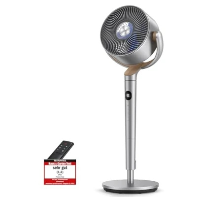 Abbildung von Dreo 23dB leiser Standventilator, 120+120 Omni direktionale oszillierende Ventilator, 24M Windentfernung, 1200m3/h Luftvolumen Echt Turbo Luftzirkulator Fans, 102CM Höhe 3 Modi 8 Geschwindigkeit