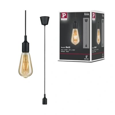 Abbildung von Paulmann 50381 Neordic Pendelleuchte Ketil max. 60 Watt Pendellampe Schwarz Deckenlampe Silikon, Kunststoff Hängeleuchte E27 Leuchte ohne Leuchtmittel