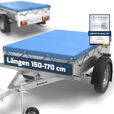 Abbildung von Tarpofix® Anhänger Plane 150 x 100 cm inkl. Planenseil Anhängerplane Flachplane aus PVC PLANENMATERIAL Verstärkte Brenderup für DDR PKW Hänger Abdeckplane Abdeckung Blau