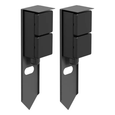 Abbildung von ledscom.de 2 Stück Garten Steckdosensäule PIWI mit Erdspieß für außen, IP44, Fach, Edelstahl, anthrazit, eckig, 30 cm