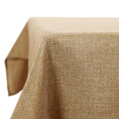 Abbildung von Deconovo Leinenoptik Tischdecke Wasserabweisend Tischwäsche Lotuseffekt, 140x250 cm, Ockerbraun, 1 Stück