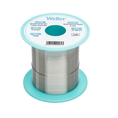 Abbildung von Weller WSW SCN M1 (T0051402799) Bleifreier Lötdraht, 0,5 mm, Legierung Sn99.3Cu0.6Ni0.05, Flussmittelgehalt 3,5%, 100 g Silber