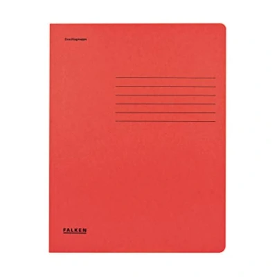 Abbildung von Original Falken 25er Pack Einschlagmappe. Made in Germany. Aus Recycling Karton mit 3 Innenklappen für DIN A4 rot Juris Mappe Sammelmappe Dokumentenmappe Aufbewahrungsmappe