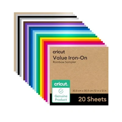 Abbildung von Cricut™ Iron On im Vorteilspack, Regenbogen Musterset 30,5 x cm (12 Zoll 12 Zoll) (20 Stk.)