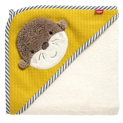 Abbildung von Fehn Kapuzenbadetuch Otter Bade Poncho aus Frottee mit Kapuze und niedlichem Motiv saugstark &amp; kuschelweich für Babys Kleinkinder ab 0+ Monaten