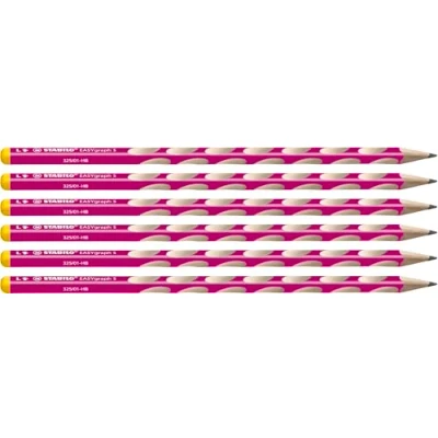 Abbildung von STABILO Schmaler Dreikant Bleistift für Linkshänder EASYgraph S in pink 6er Pack Härtegrad HB