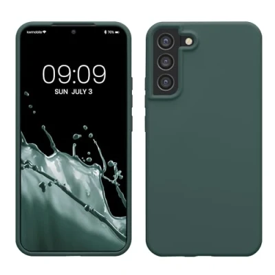 Abbildung von kwmobile Hülle kompatibel mit Samsung Galaxy S22 Plus Silikon Handy Case Handyhülle weiche Oberfläche kabelloses Laden Blaugrün