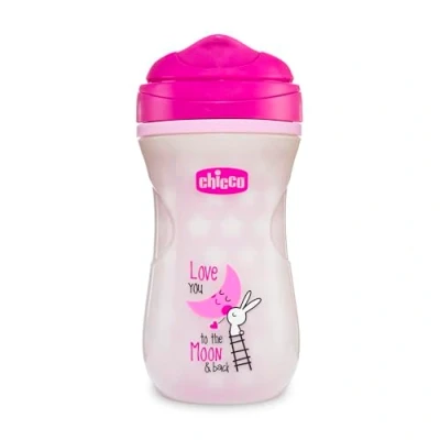 Abbildung von Chicco Trinklernflasche, 266 ml Babyflasche, Thermoskanne für Kleinkinder ab 14 Monaten, leuchtet im Dunkeln, auslaufsicherer Trinkbecher mit ergonomischer Tülle und Easy Sip Ventil, BPA frei