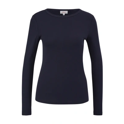 Abbildung von s.Oliver MIT Rippstruktur Langarmshirt, Damen, Größe: 36, Navy