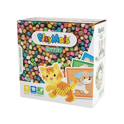 Abbildung von PlayMais MOSAIC Little Friends Kreativ Set zum Basteln für Kinder ab 3 Jahren Über 2.300 Stück &amp; 6 Mosaik Klebebilder mit süßen Tieren Fördert Kreativität Feinmotorik Natürliches Spielzeug