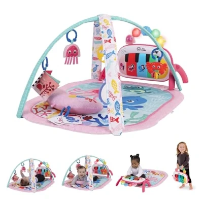 Abbildung von Baby Einstein Ocean Explorers 4 in 1 Spielbogen Spielmatte mit Kick Piano, Musik &amp; Sprachförderung, Sensorikspielzeug, Lichter Klänge, Für Neugeborene +, Rosa (Jellyfish Jamboree)