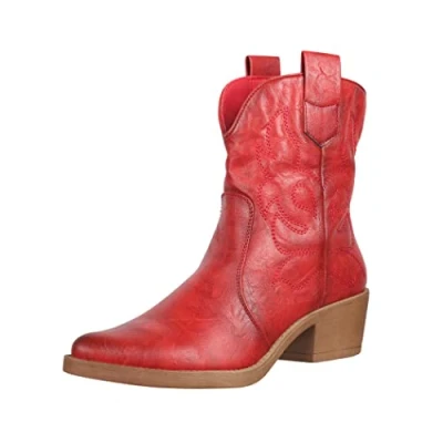 Abbildung von Elara Damen Stiefeletten Cowboy Boots Chunkyrayan 301 A31P Red PU 38