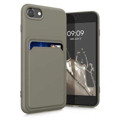 Abbildung von kwmobile Handyhülle kompatibel mit Apple iPhone SE (2022) / (2020) 8 7 Hülle Handy Cover Fach für Karten in Hellgrau matt
