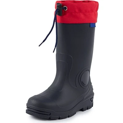 Abbildung von Ladeheid Gummistiefel Kinder mit Schnürung Hohe Regenstiefel für Jungen und Mädchen Bequeme, rutschfeste federleichte Regenschuhe alle Jahreszeiten LARB014 (Marineblau, 27 28 EU)