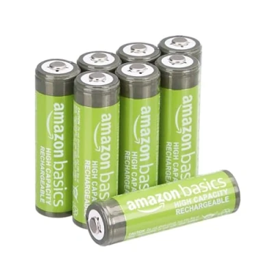 Abbildung von Amazon Basics AA Batterien mit hoher Kapazität, NiMH, wiederaufladbar, 2400 mAh, vorgeladen, 8 Stück