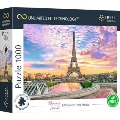 Abbildung von Trefl 10693 1000 Elemente, Dickster Karton, Bio, Eiffelturm, Frankreich, Unterhaltung für Erwachsene und Kinder ab 12 Jahren Erwachsenenpuzzle, Puzzle Romantic Sunset: Eiffel Tower, Paris, France
