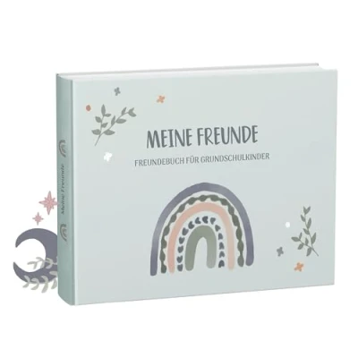 Abbildung von mintkind® „Meine Schulfreunde“ Freundebuch Schule Mädchen &amp; Jungen Mint Design Freundschaftsbuch Grundschule Meine Freunde Buch Geschenk zur Einschulung Schulfreundebuch zum Ausfüllen