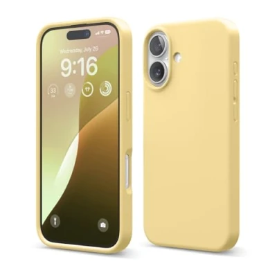 Abbildung von elago Premium Liquid Silikon Hülle Kompatibel mit iPhone 16 Hülle, Ganzkörper Handyhülle, Stoßfest, Schlanke Kratzfester weicher Mikrofaser Innenfutter, 6.1 Zoll (Gelb)