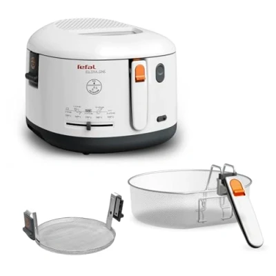 Abbildung von Tefal FF1631 Fritteuse Filtra One 1.900 W Kapazität 1,2 Kg Clean Oil System Auffangsieb für Frittierreste Wärmeisoliert Spülmaschinenfest Weiß